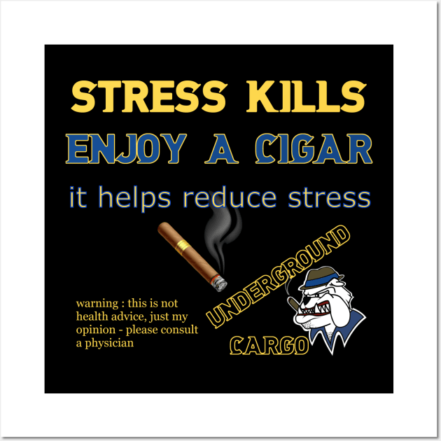 Stress Kills Enjoy a Cigar Wall Art by Underground Cargo